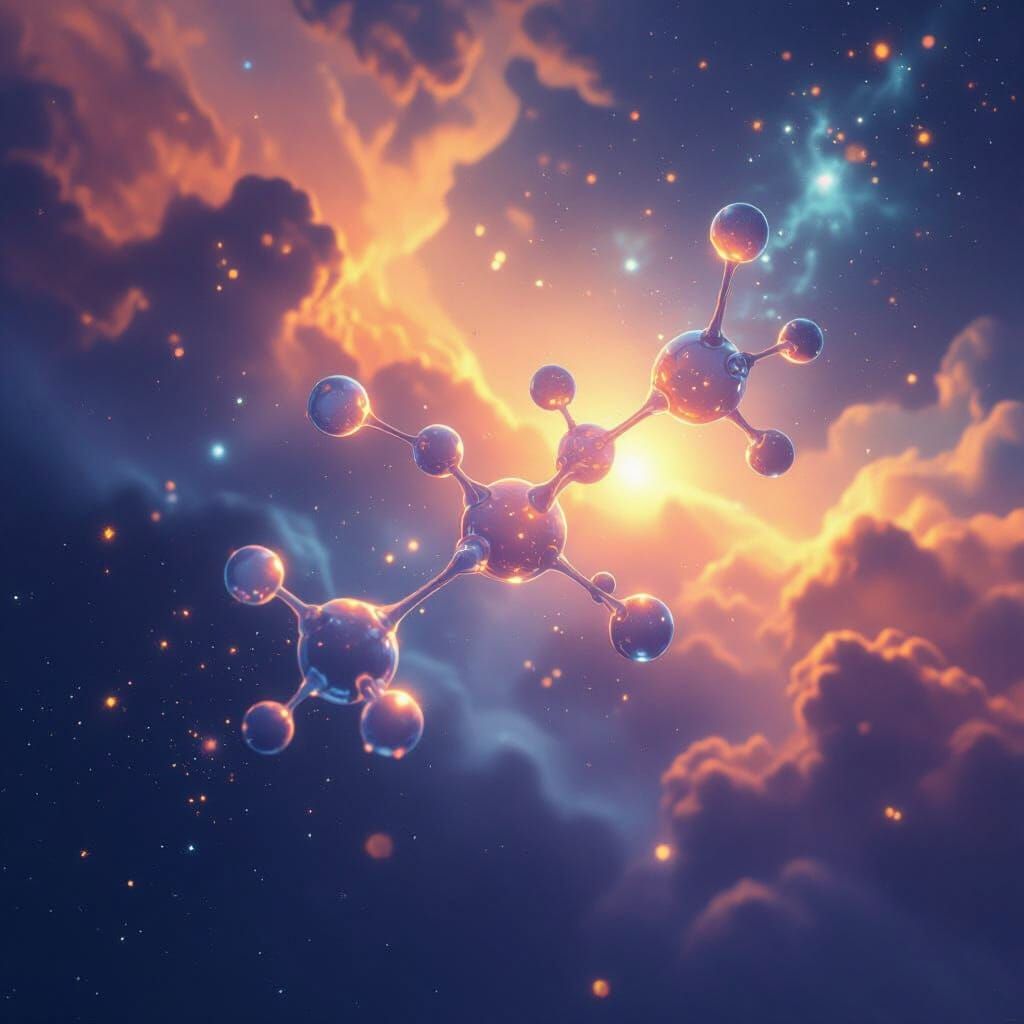 Oxytocin Molecule in Space, Bioluminescent Matte Painting