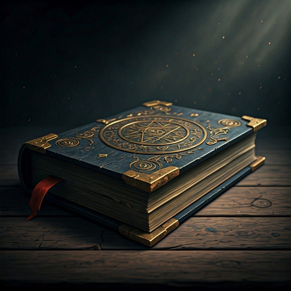 Ancient, Golden-Lit Tome of Mystic Power