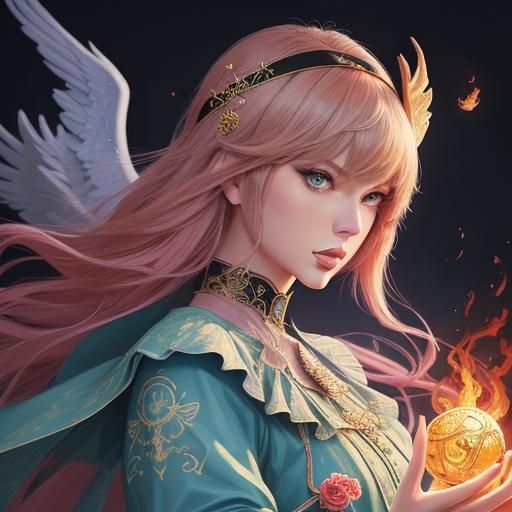 Phoenix Tarot Reader in Anime Style