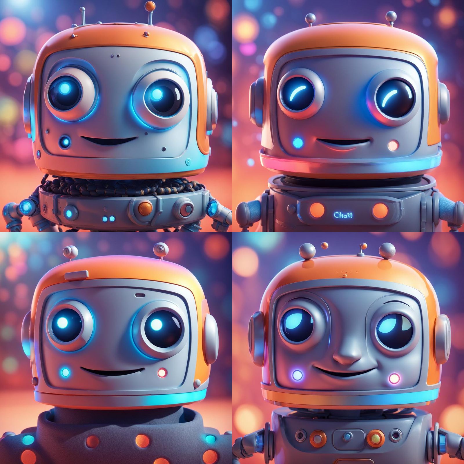 Cute Cartoon Chatbot Face in 3D Digital Art