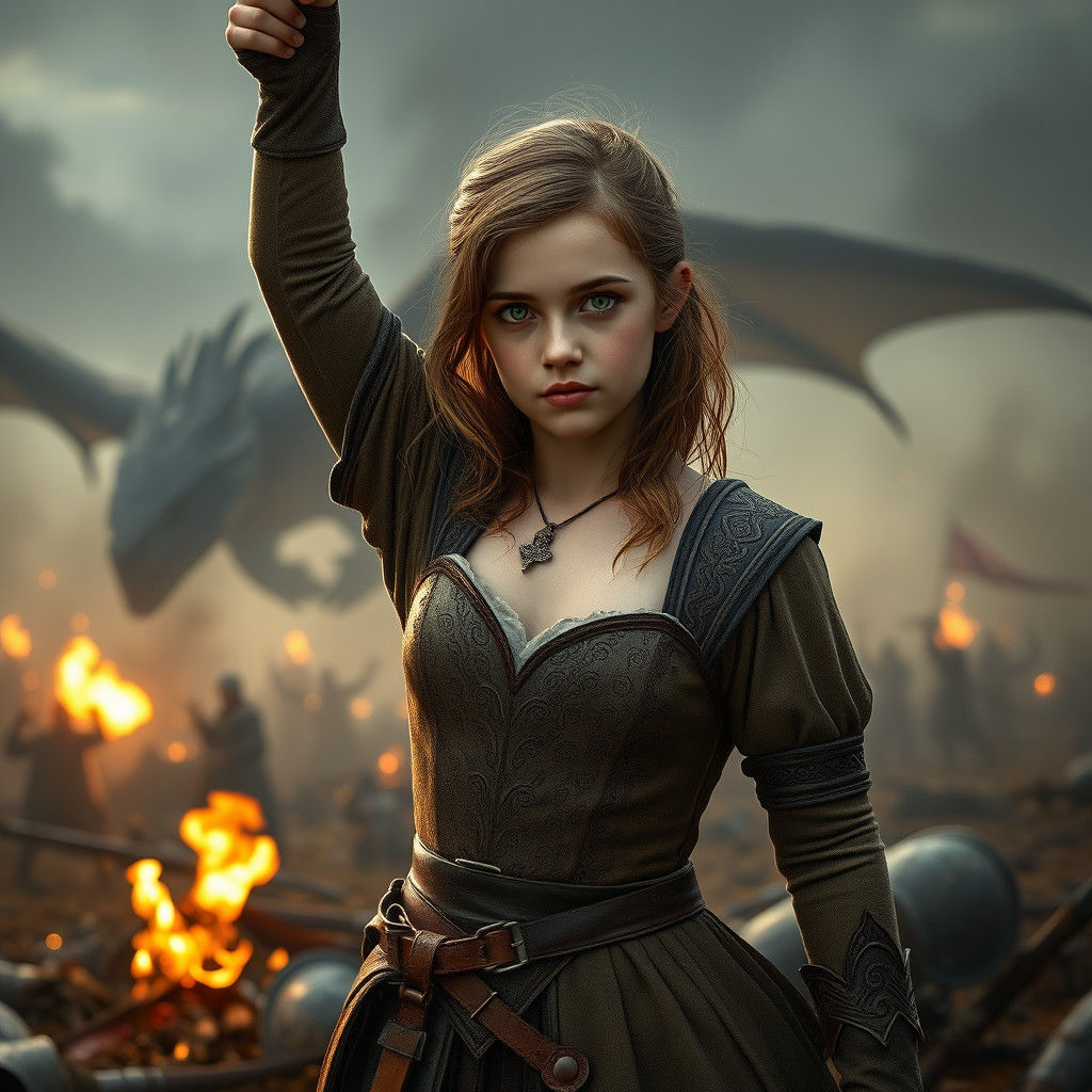 Victorious Warrior in a Fantasy Battlefield