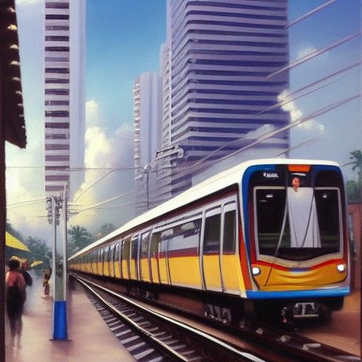 Bangkok Skytrain in Oil Painting Style