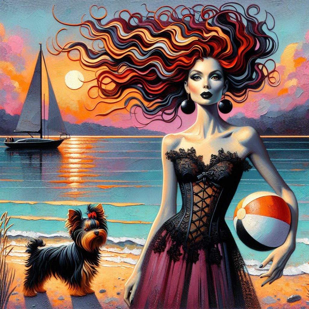 the background at a lake with a sailboat, nearly sunset, . B...