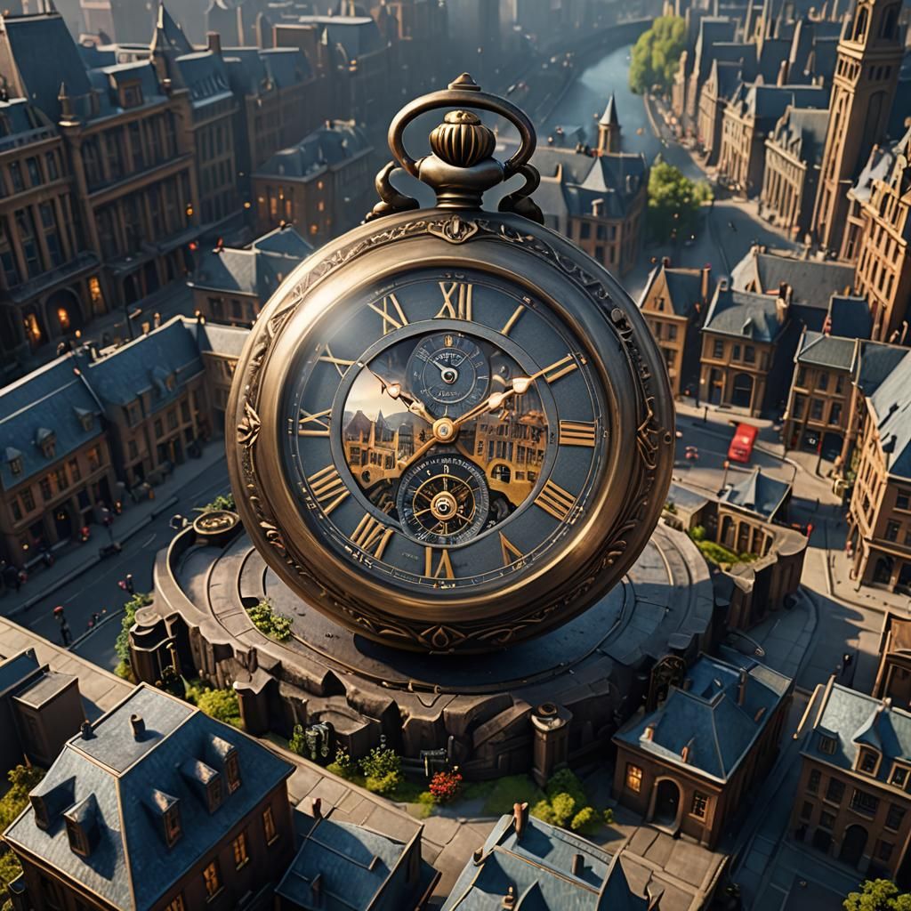 Pocket Watch City in Detailed Matte Painting