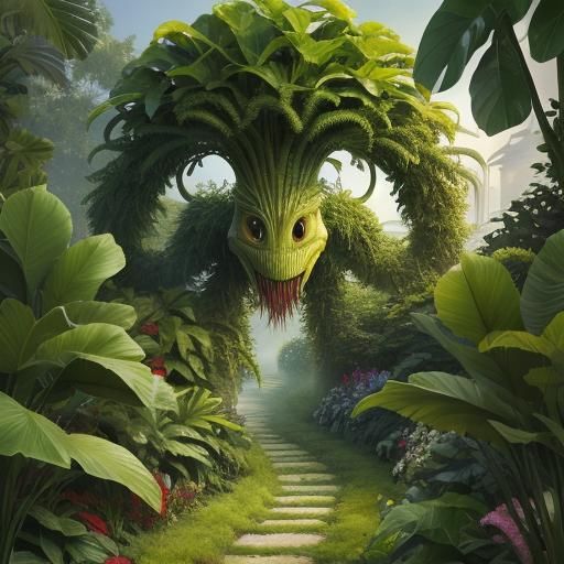 Alien Triffid Peeks Over Garden Path