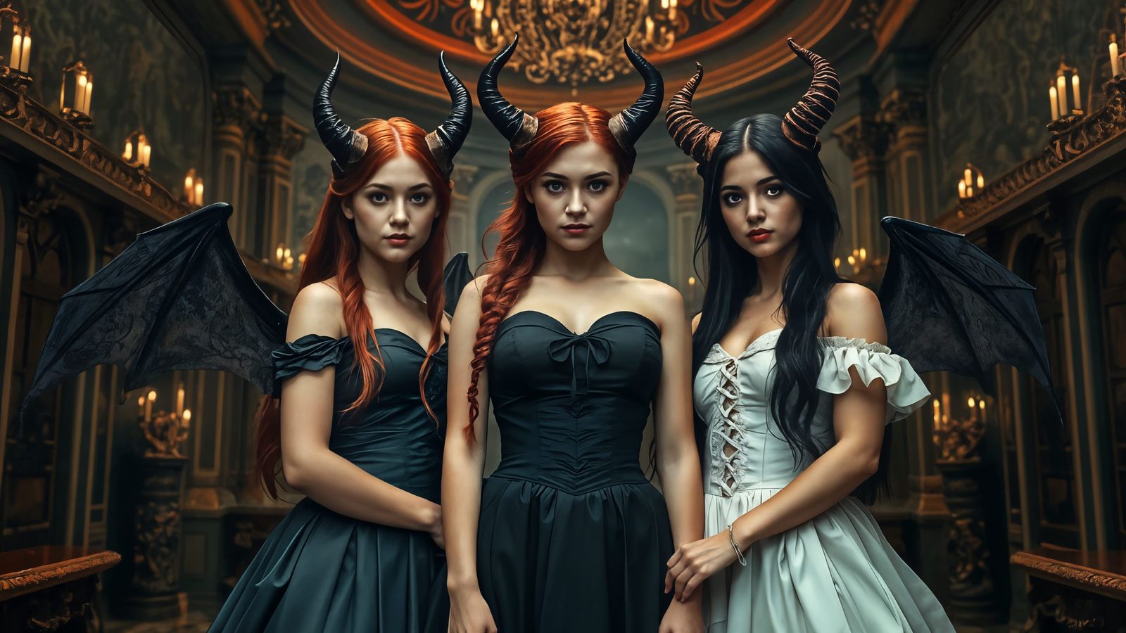 Scottish Demon Girls in Hellish Rococo Palace