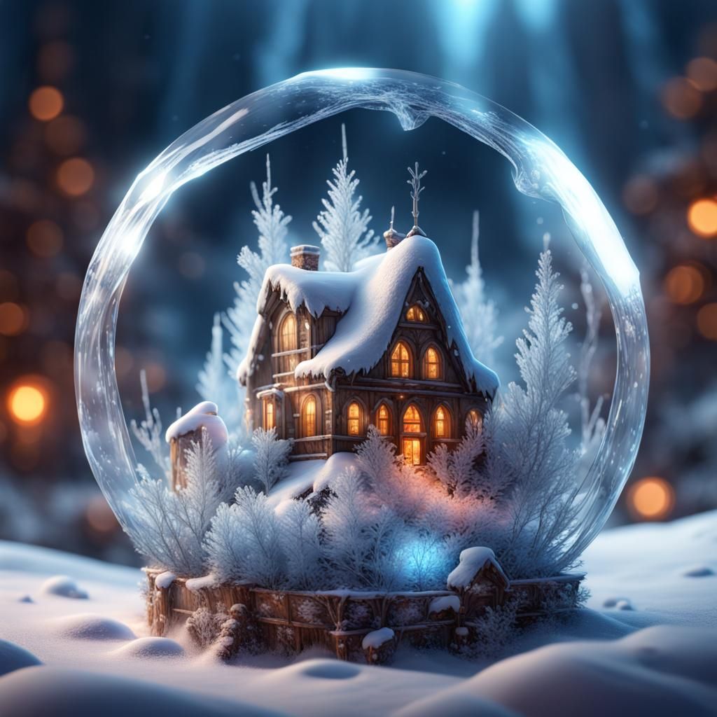 Winter Wonderland in a Crystal: Detailed Matte Painting