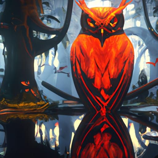 Angel of Death: Blood Owl in Mystical Forest