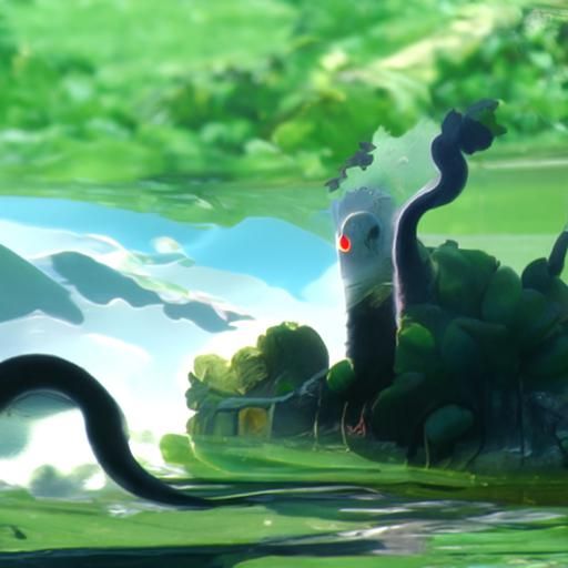 Ghost Fire Snake Pokemon in Anime Style