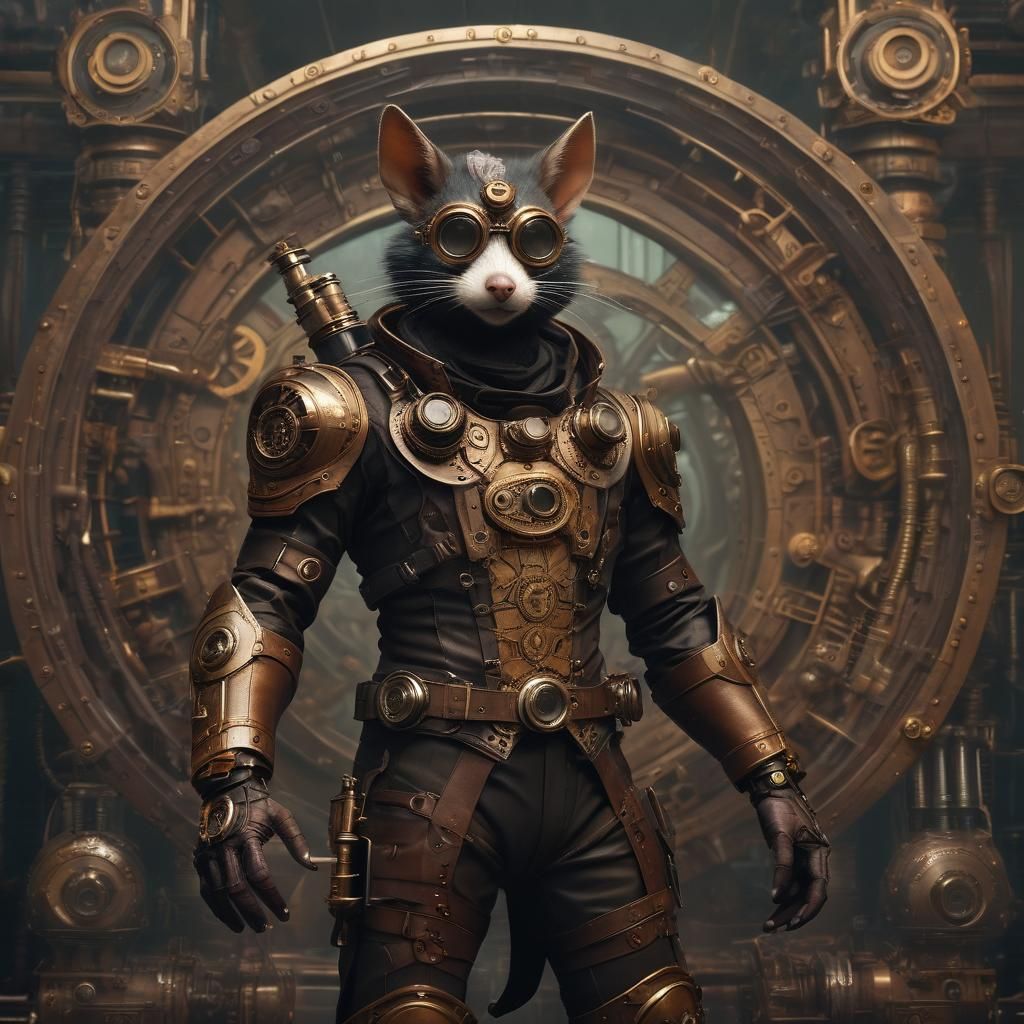 Steampunk Aye-Aye Spacer in Copper Exosuit