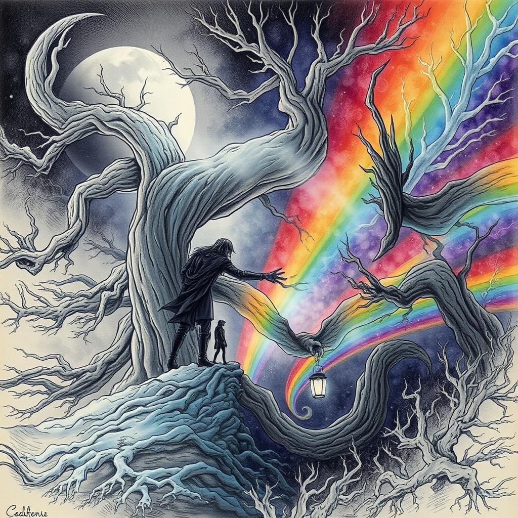 Mystical Forest: Lantern Light in the Dark