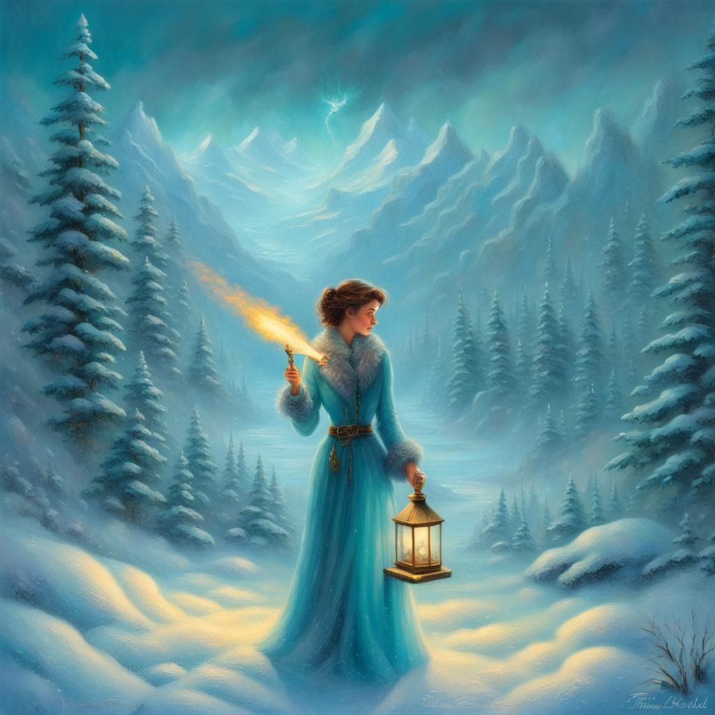 Turquoise Winter Goddess in Snowy Alaska