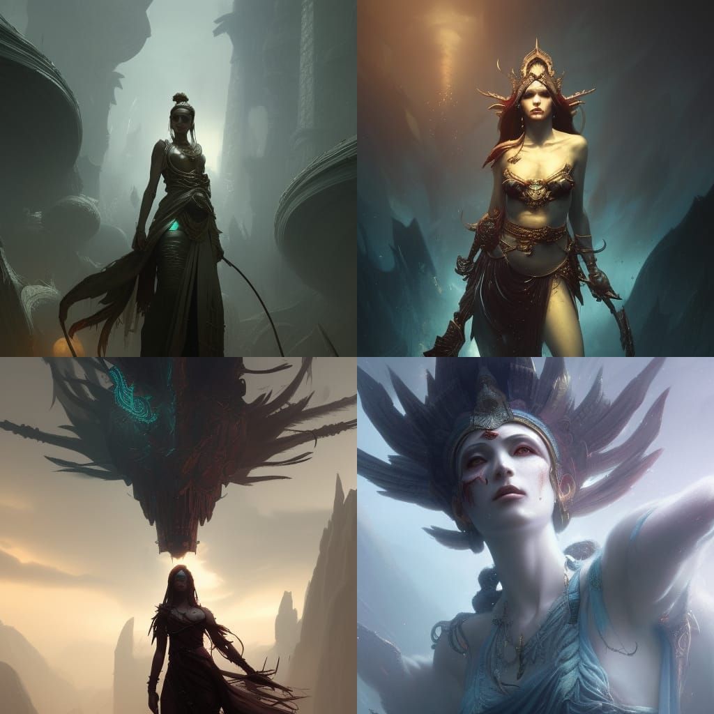 Female Prophet of Dead Gods in Dark Fantasy Style