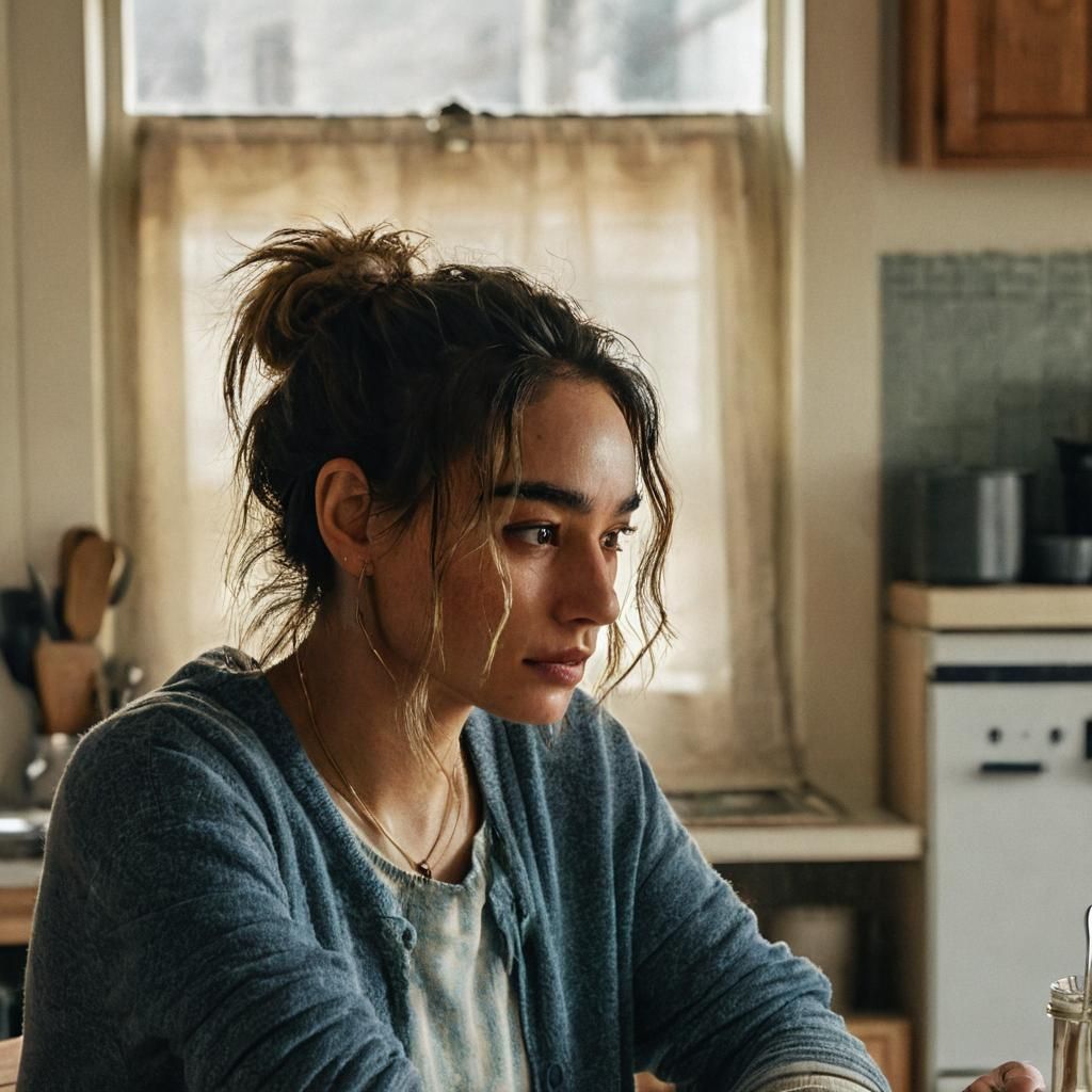 Girl at Kitchen Table in Illustration Style