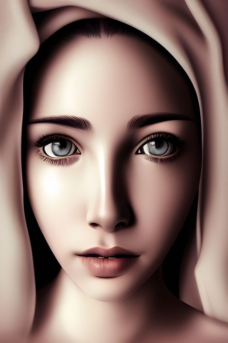 Sensual Portrait of a Cute Girl, Detailed Drawing