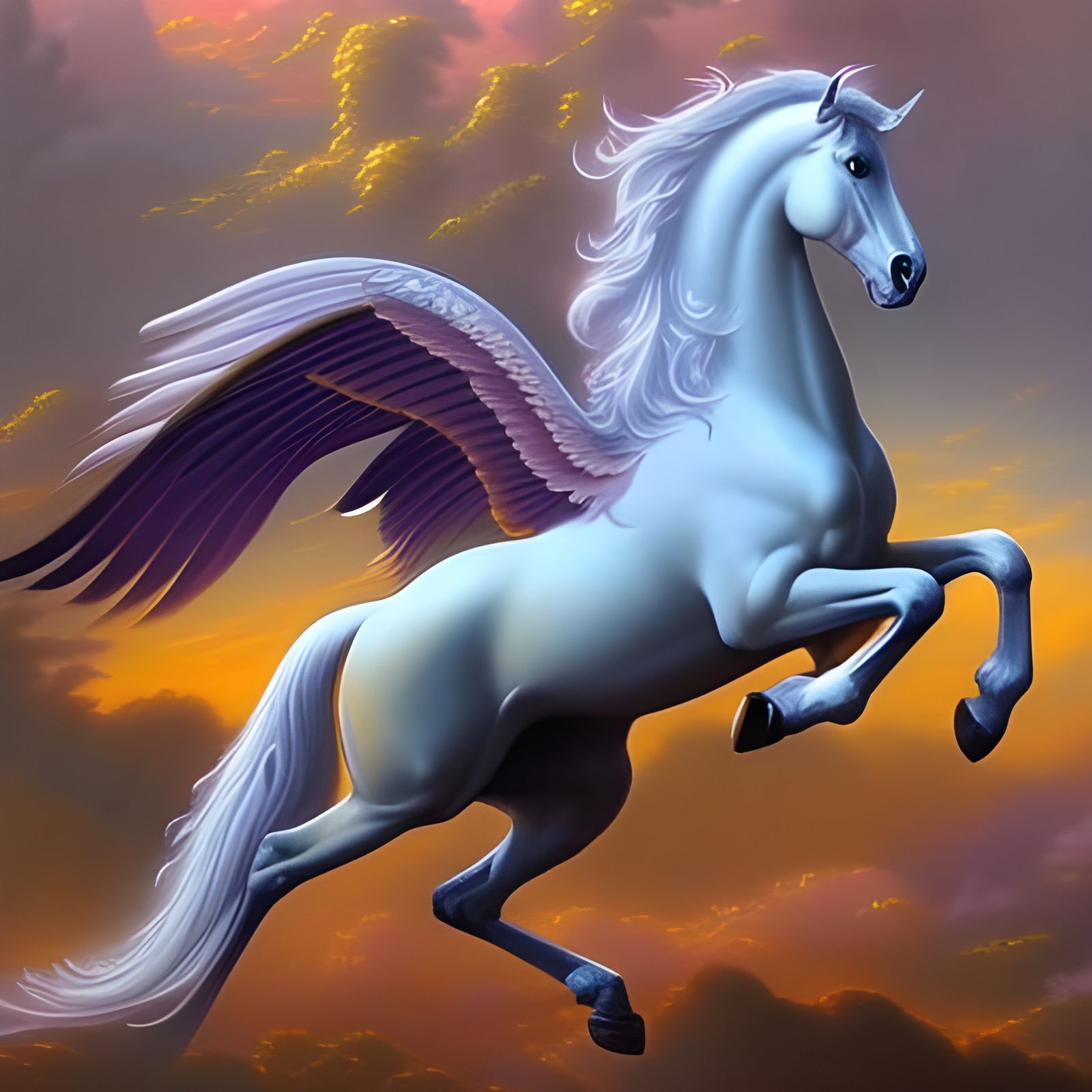 Ethereal Pegasus in Misty Fantasy Landscape