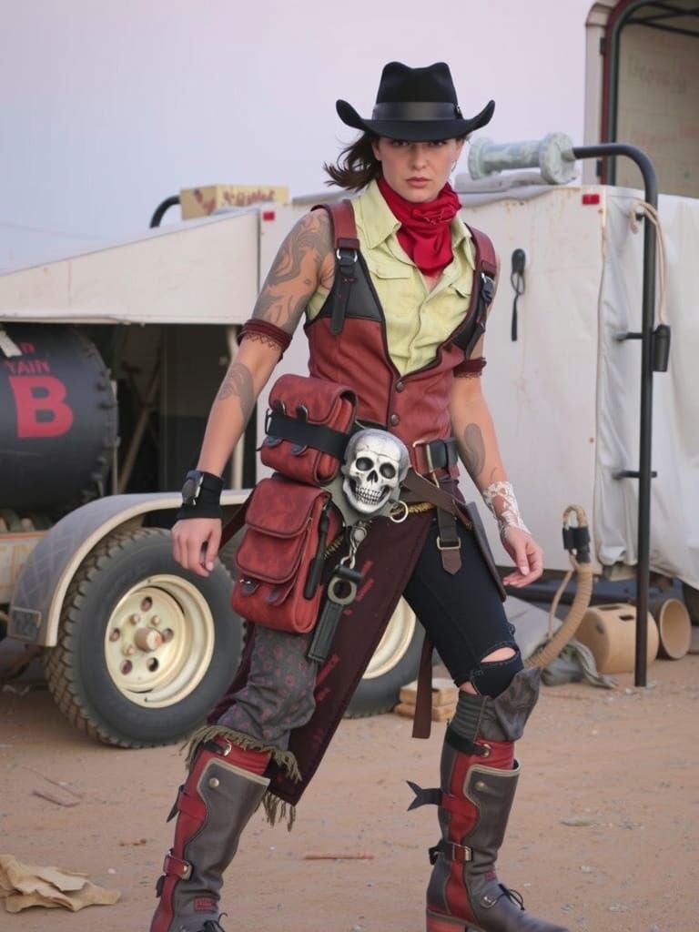 Cow Girl in a Post Apocalyptic Wasteland