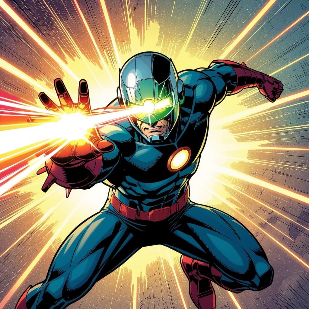 Gazerbeam Superhero Cyclops Shoots Laser Beams in Comic Styl...