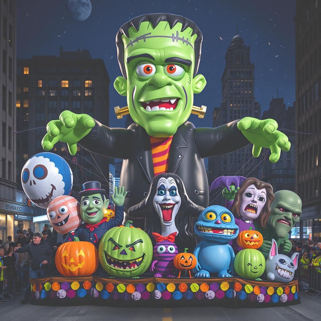 Giant Frankenstein Balloon in Halloween Parade