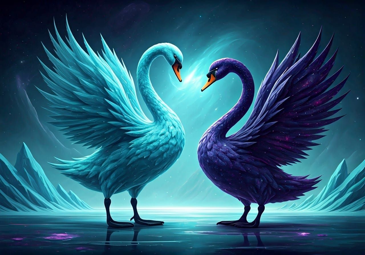 Crystalline Ice Being's Cosmic Swan Dance