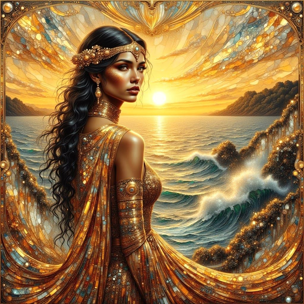 Hyperdetailed Art Deco Goddess in Soft Colours