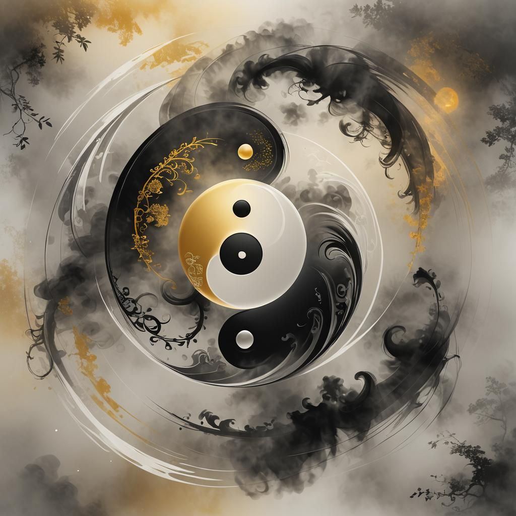 Harmonious Balance of Yin and Yang in a Serene Misty Environ...