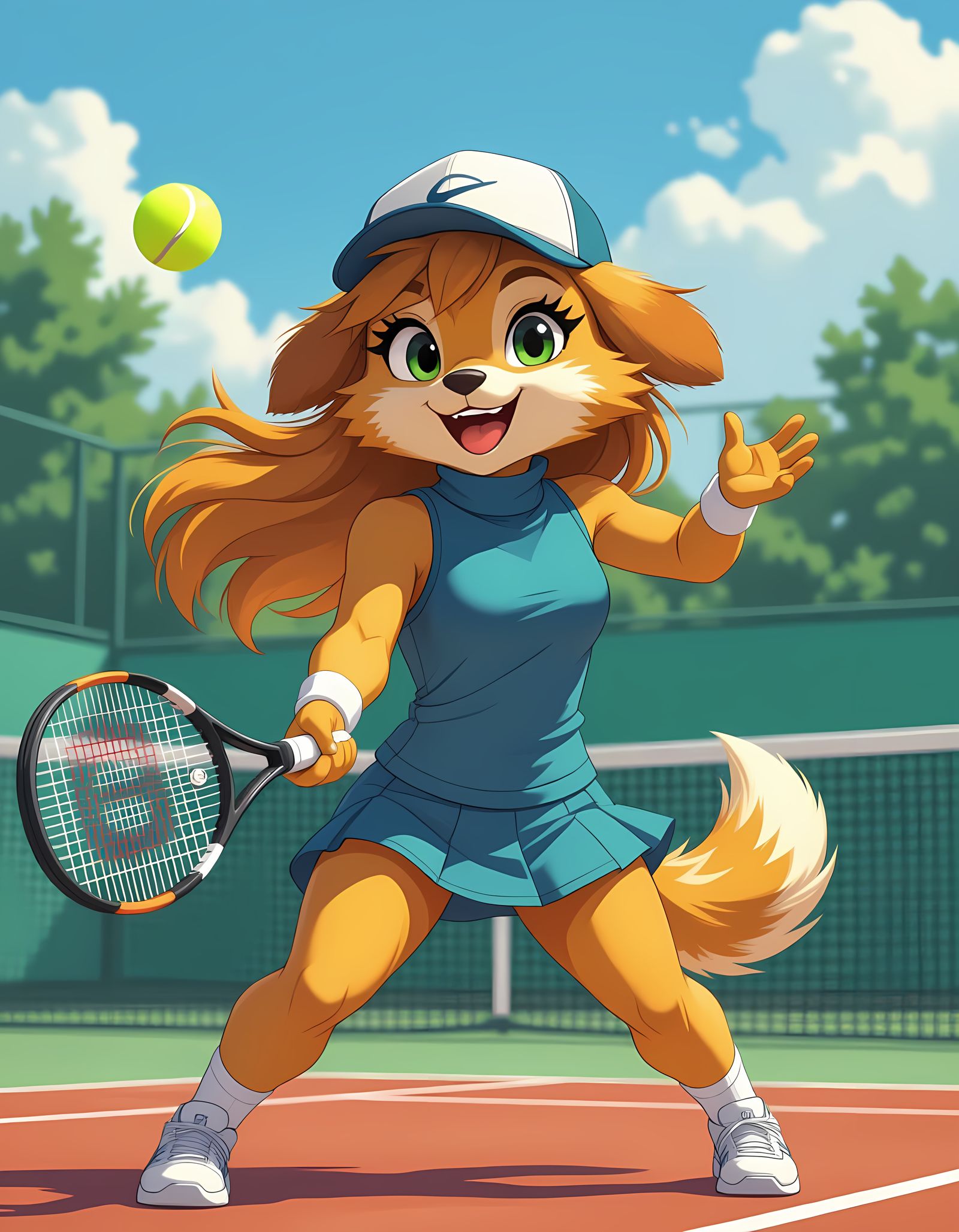 Golden Retriever Tennis Star in Action