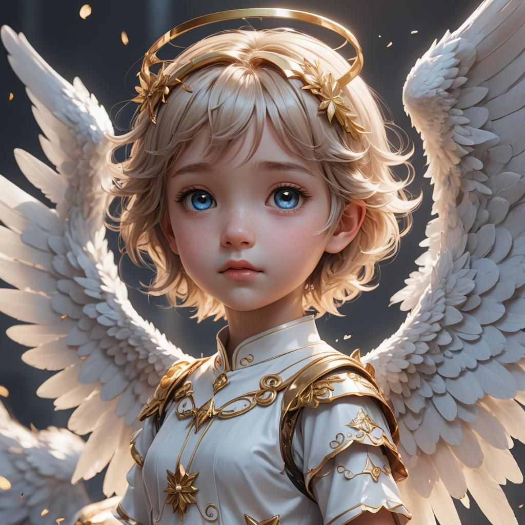 Cute Angel Kid in 3D Anime Style