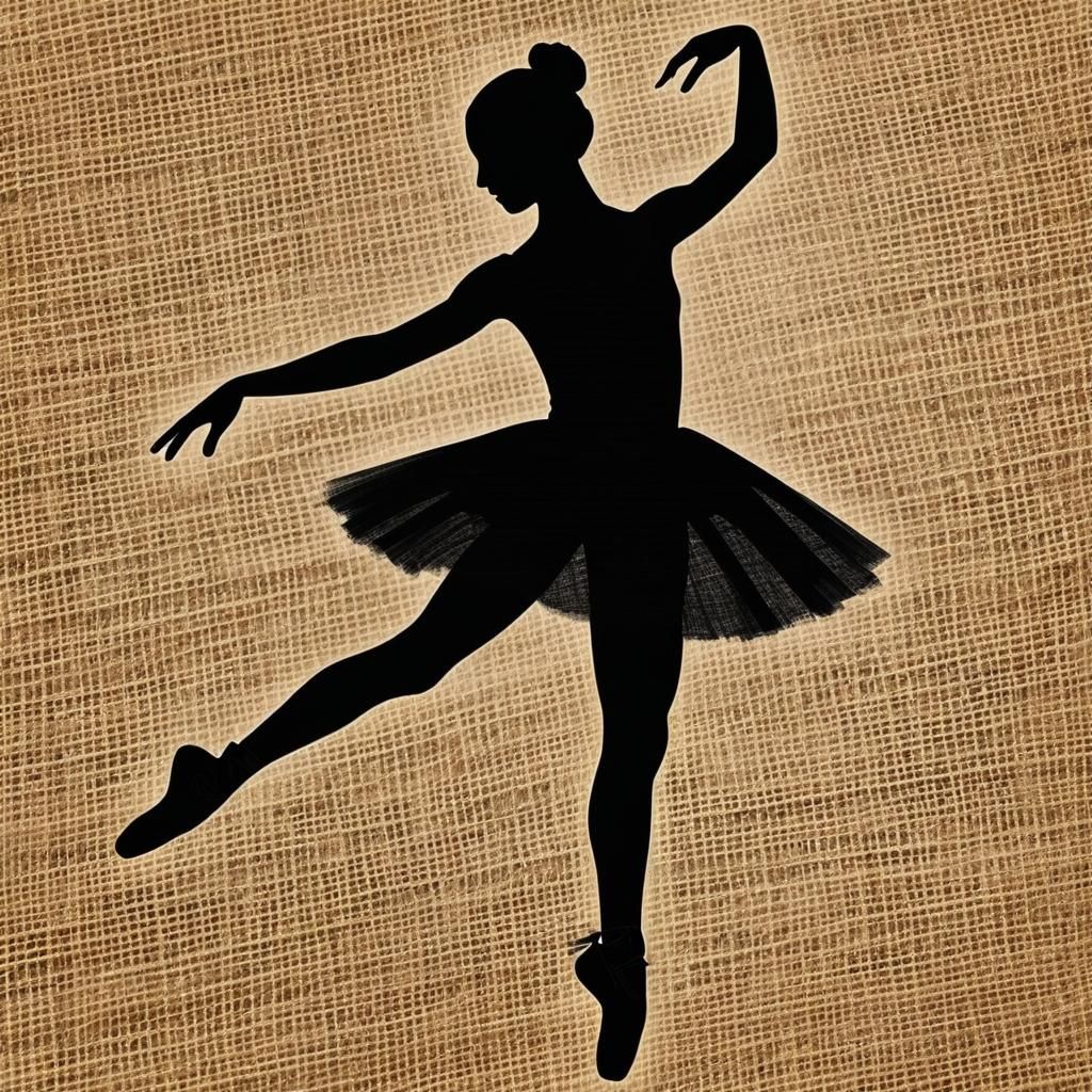 Ballerina Silhouette on Hessian Background