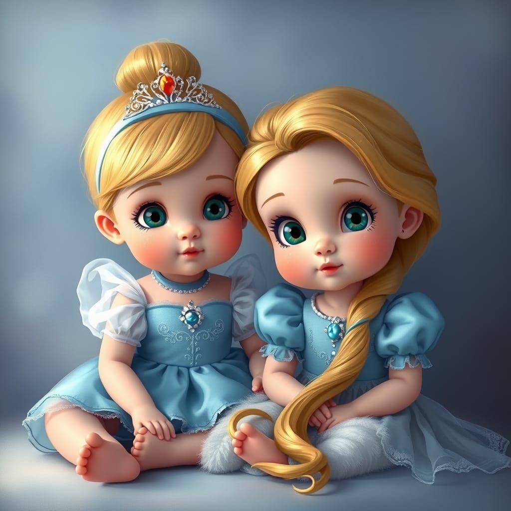 Cinderella and Rapunzel as Adorable Babies