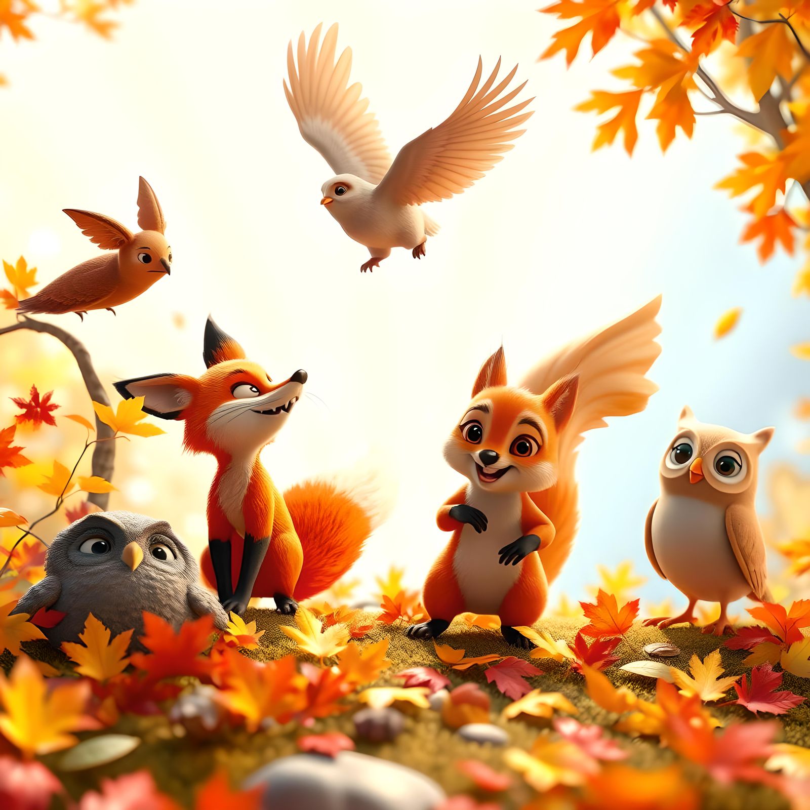 Animals in Autumn: 3D Digital Art