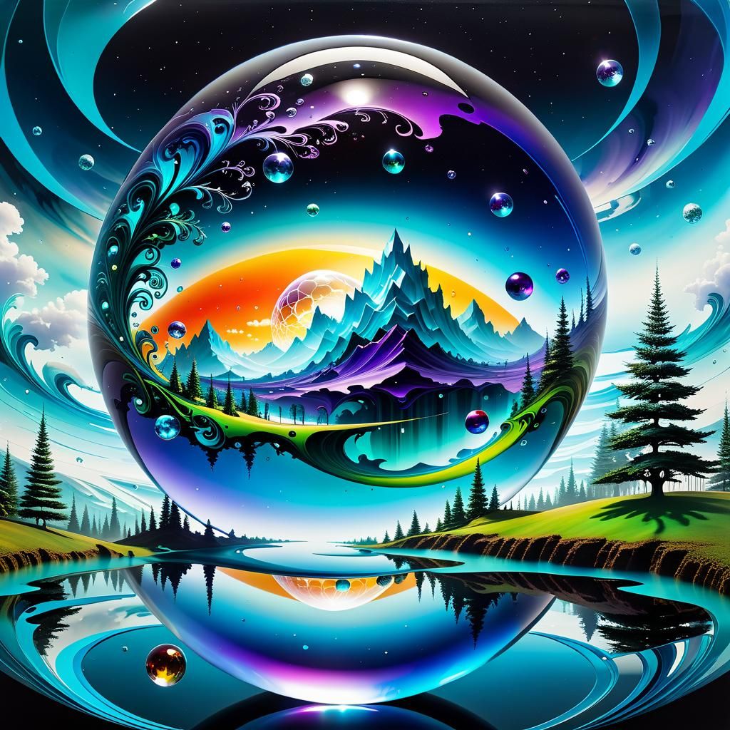 Surreal Cyber Matrix with Crystal Spheres