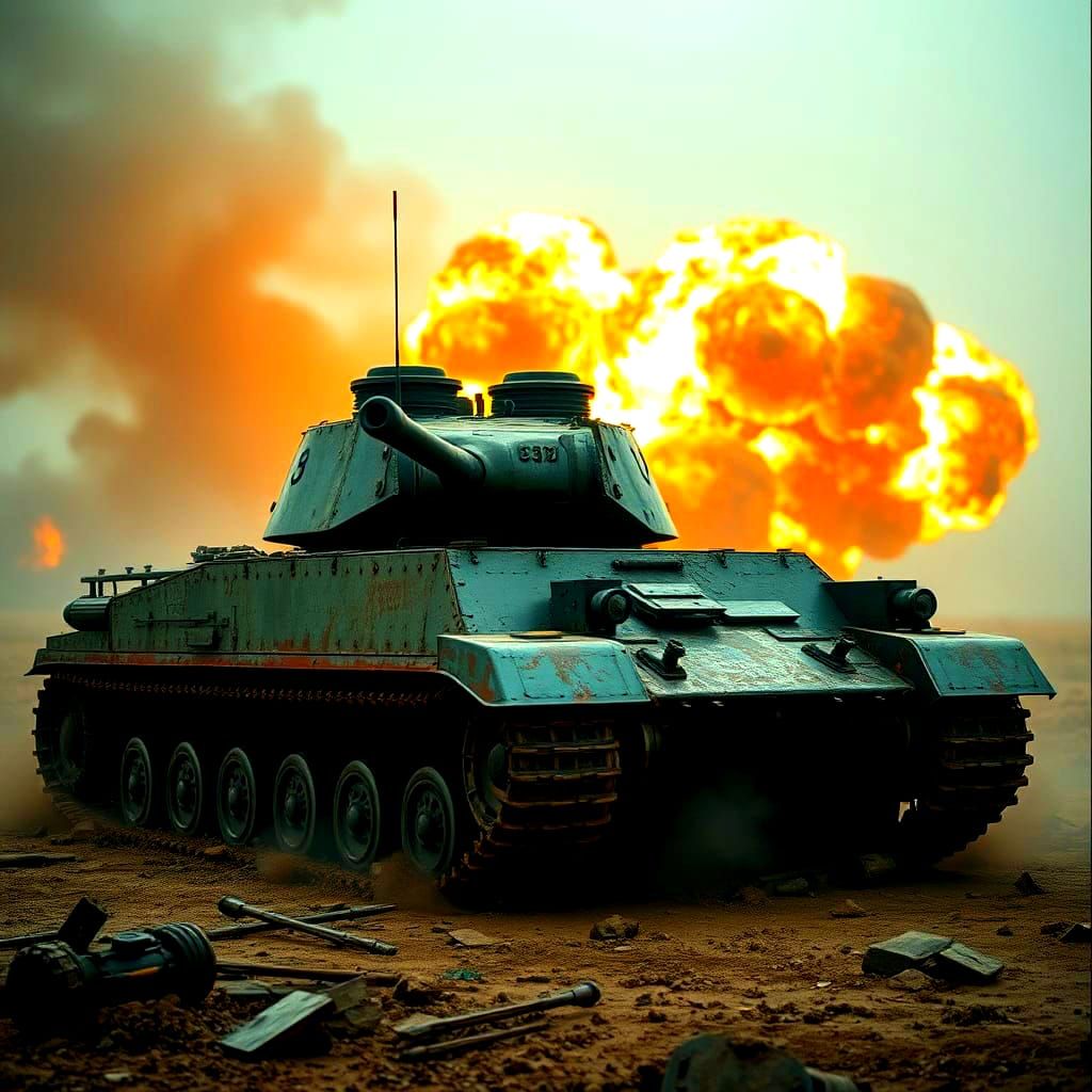 Battlefield Panzer Tank with Twin Cannons