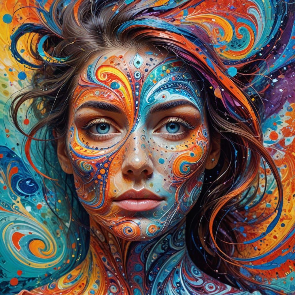 Vibrant Abstract Portrait in Mixed Media