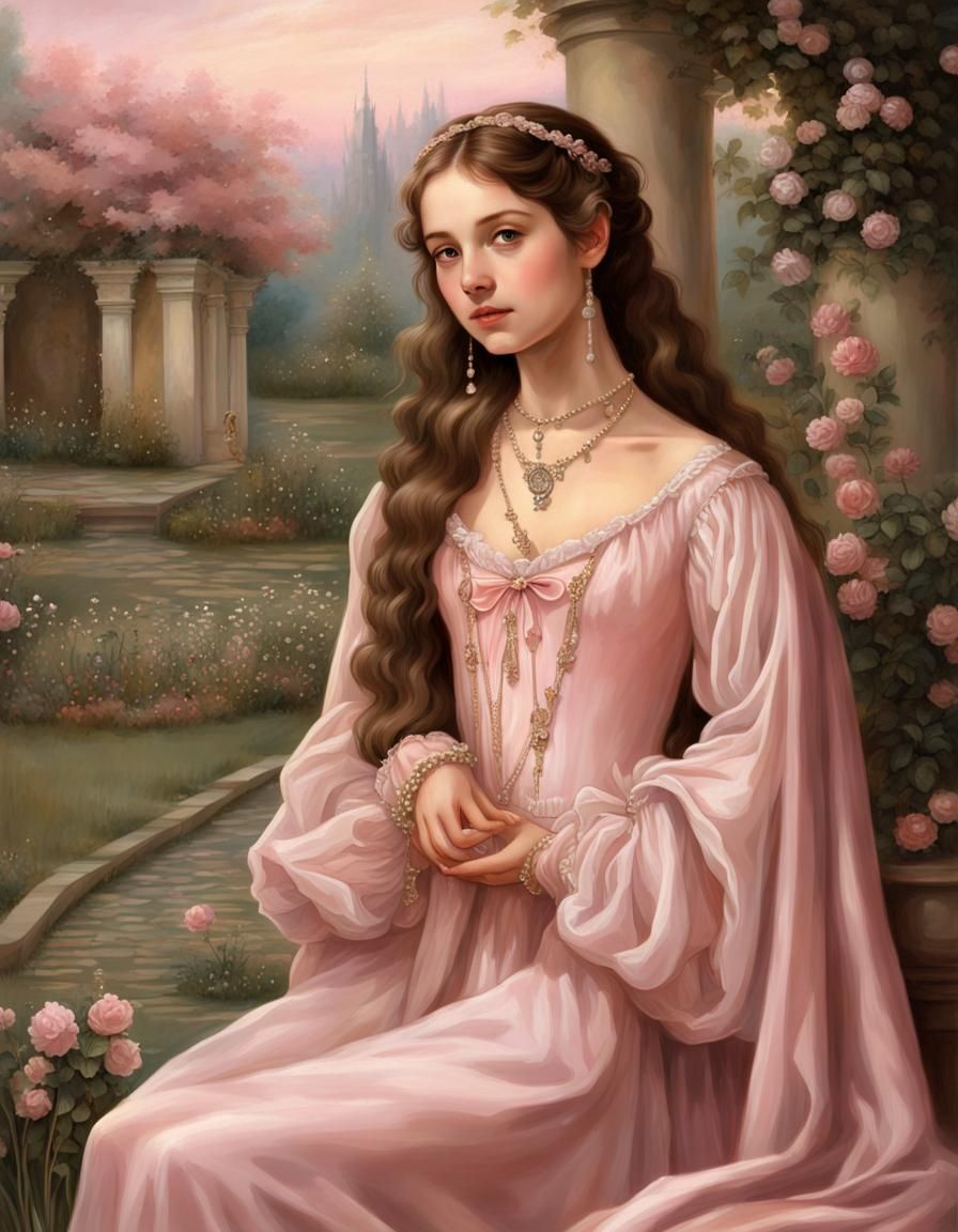 Renaissance Woman in Golden Gown Portrait