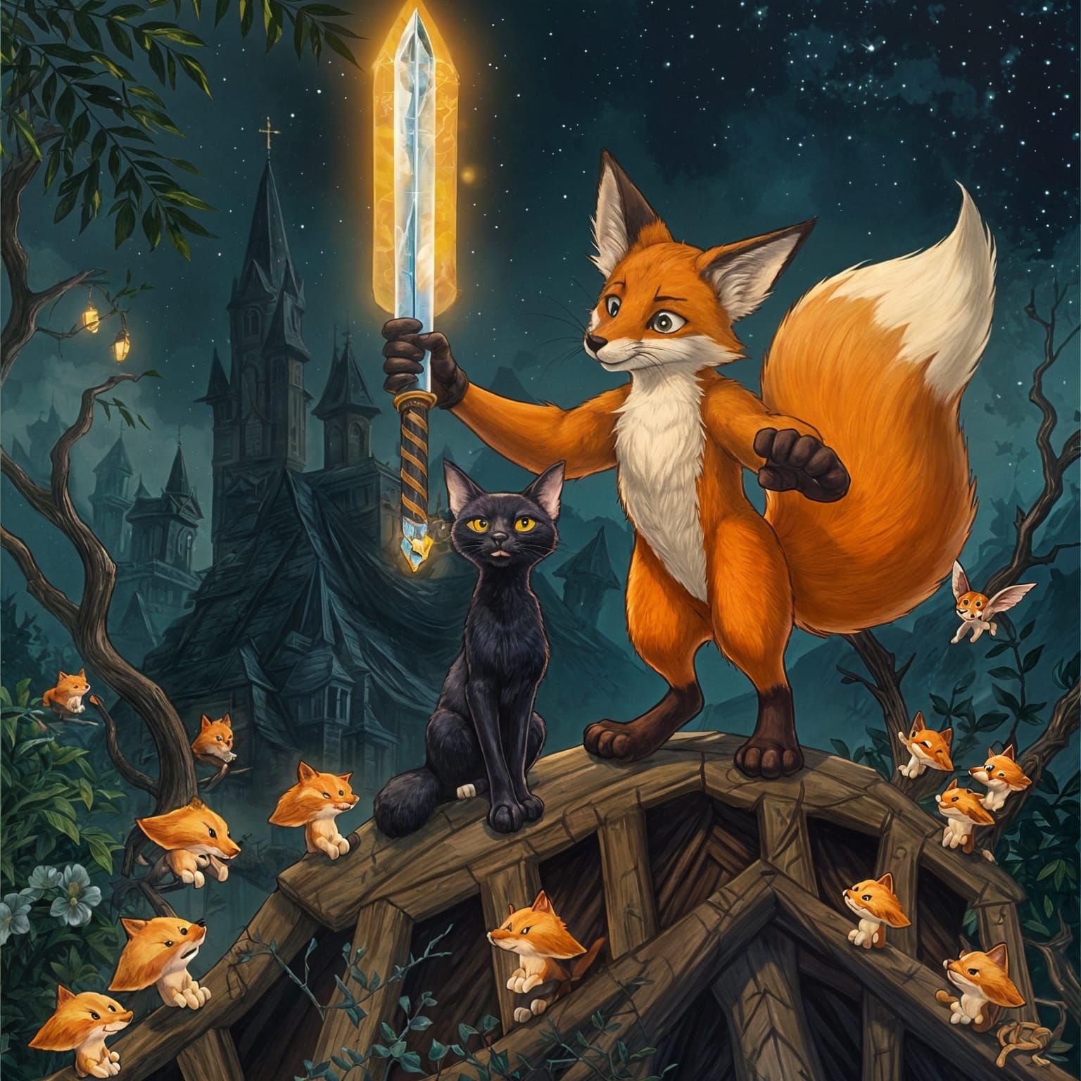 Epic Quest in Midjourney Style by Don Bluth