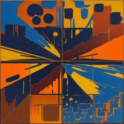 Geometric Friends at Sunset: Abstract Expressionism