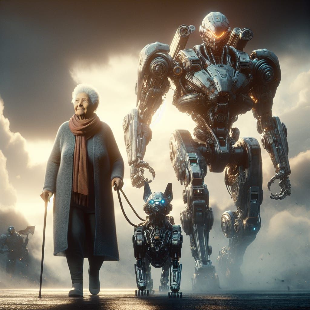 Hispanic Woman and Mecha Pet in 8K