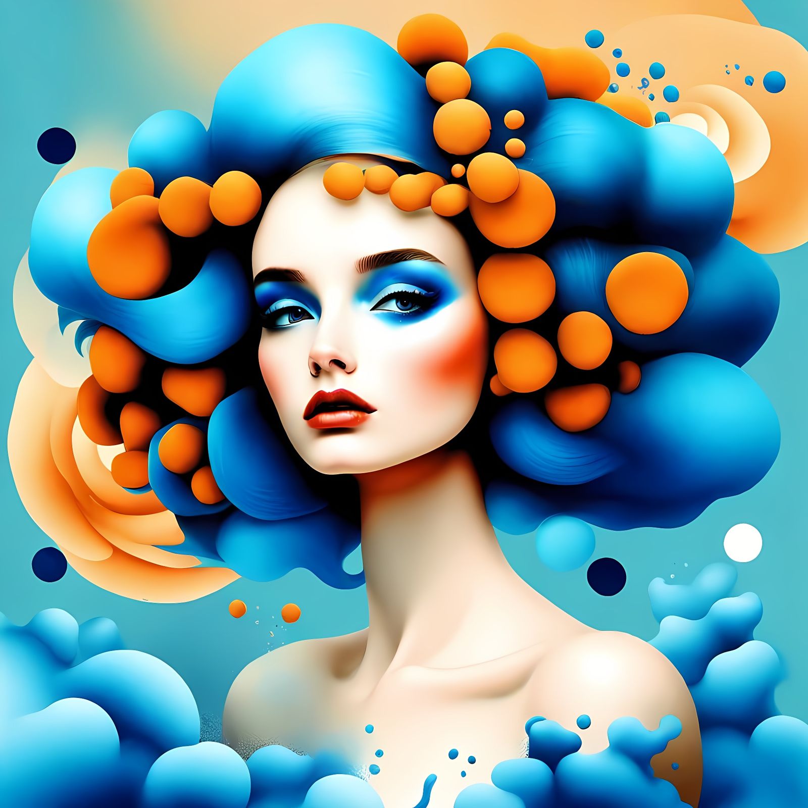 Abstract Scratch Oil Painting in Rouge and Blue