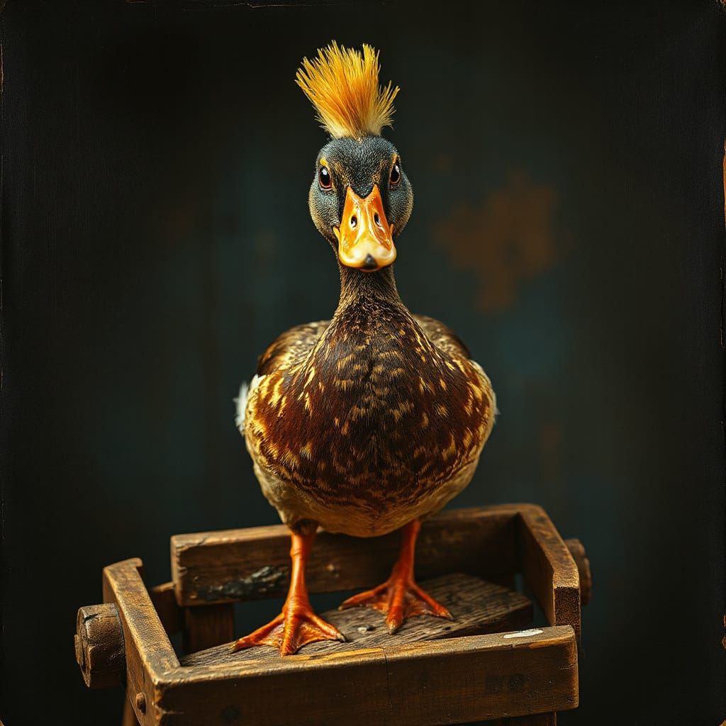 Surreal Avant-Garde Portrait of a Duck in Dadaist Style