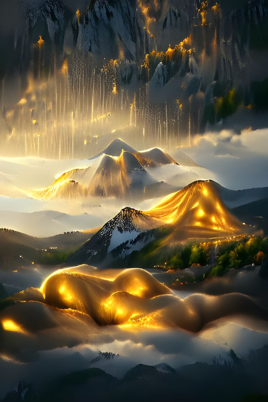 Diamond Mountain Bathed in Golden Light