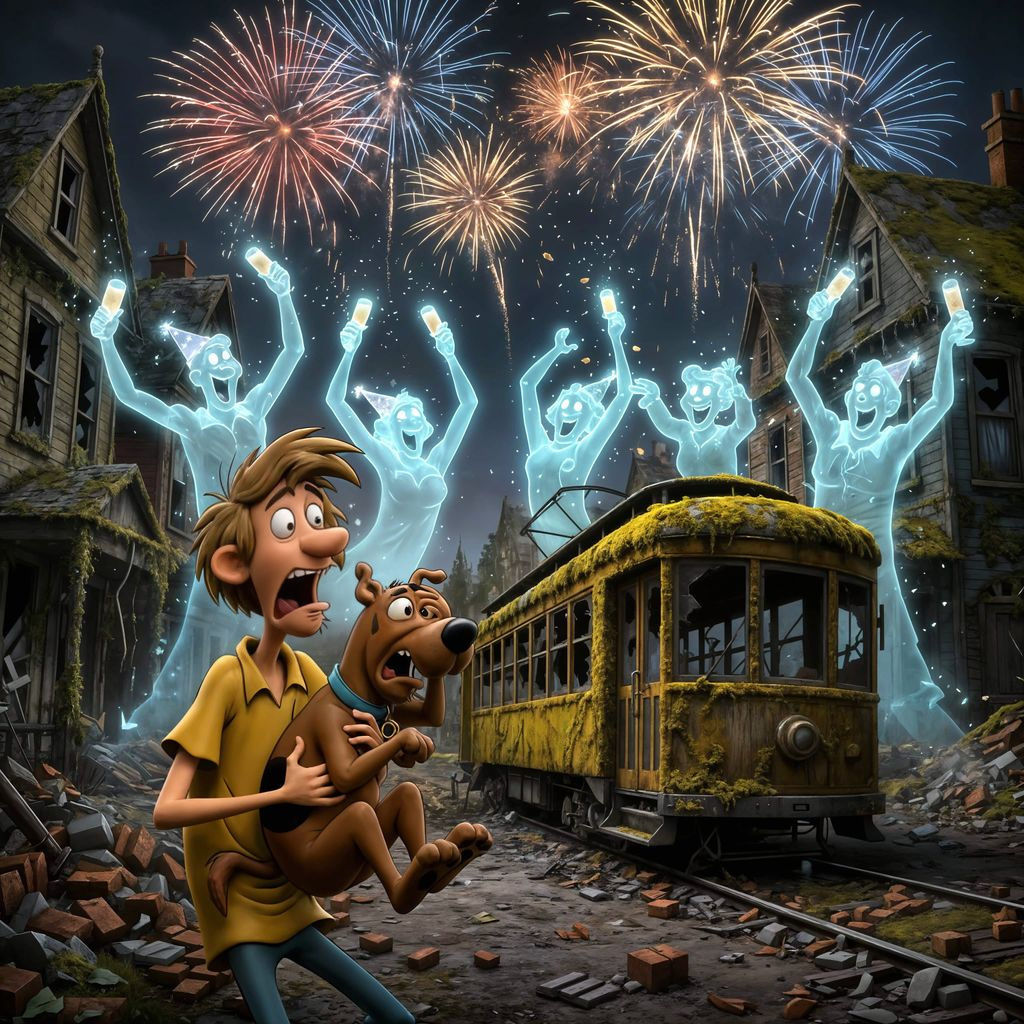 Shaggy & Scooby Confront Ghosts Amidst Fireworks