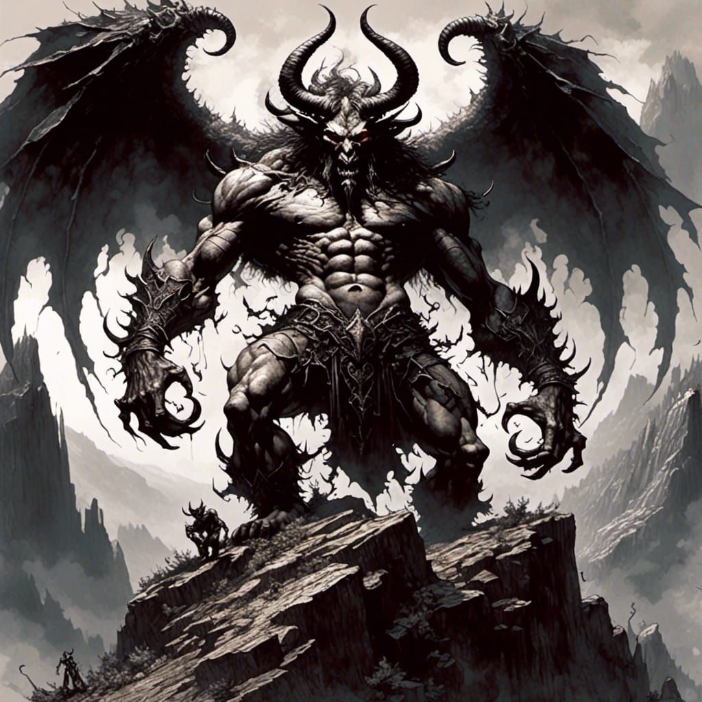 Demon on Mountain: Metal Album Cover Concept Art