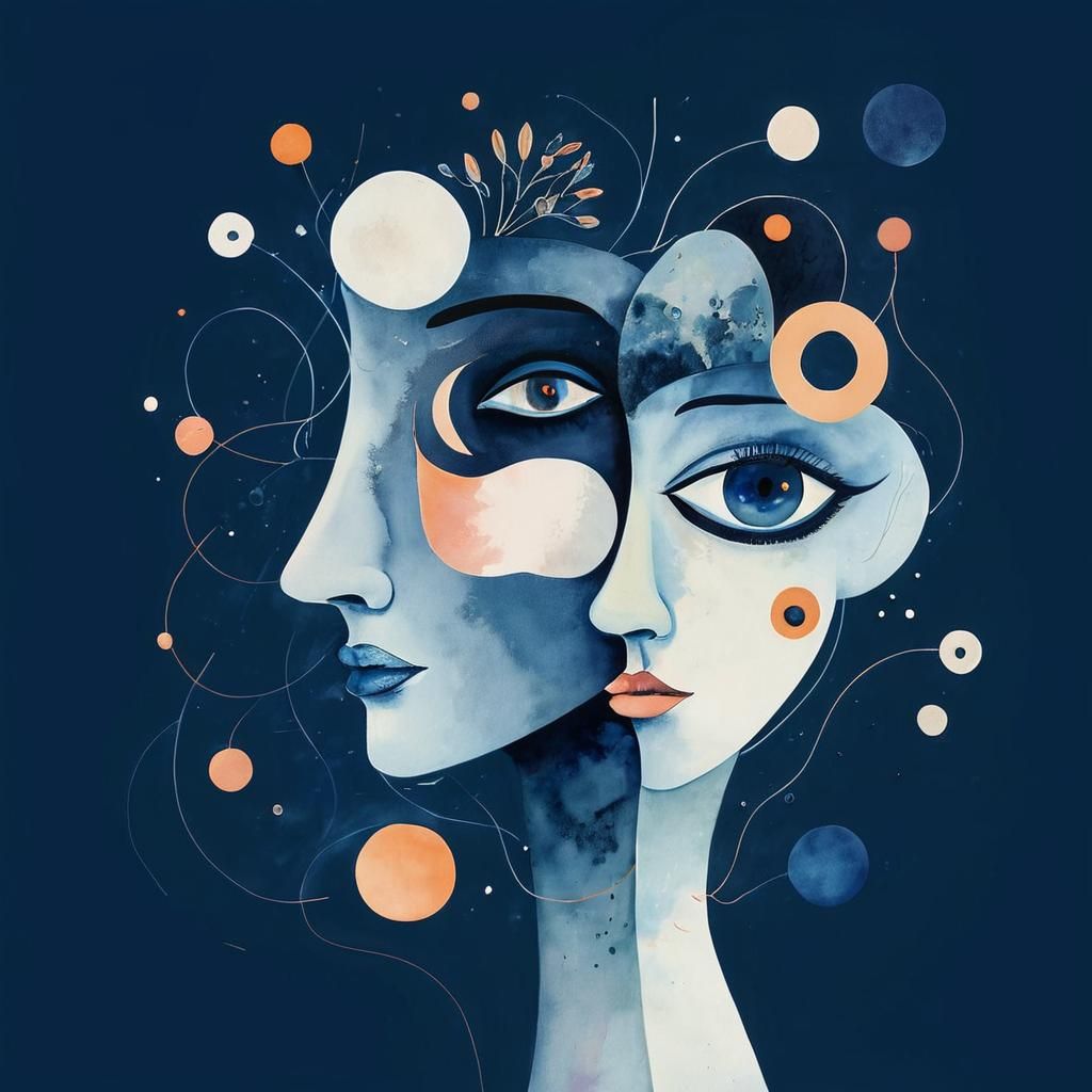 Dreamlike Abstract Faces in Pastel Watercolor