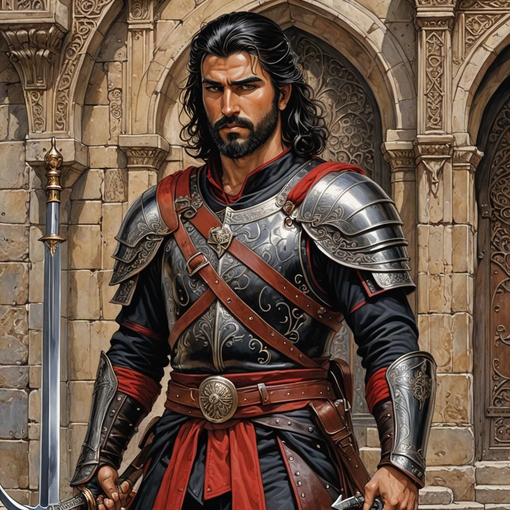 Arabian Warrior with Scimitar in Fantasy Style