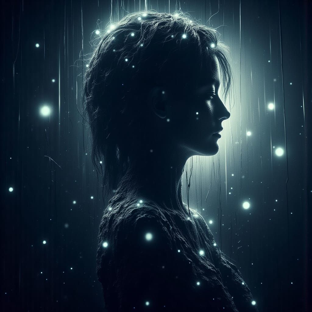 Futuristic Neon Lights Illuminate Dark Science Fiction Scene