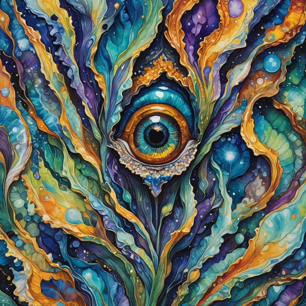 Iris Agate Alien in Gouache Style