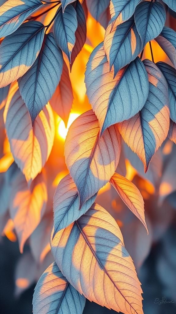 Silver Leaves in Gouache Style Impressionist Masterpiece