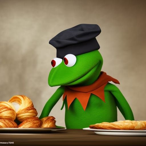 Kermit the Frog's Parisian Breakfast, Digital Painting