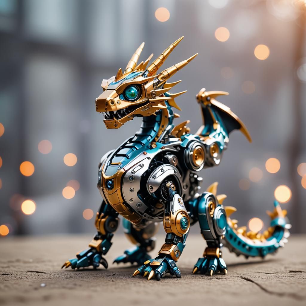 Futuristic Wind-Up Dragon Robot: Professional Photography